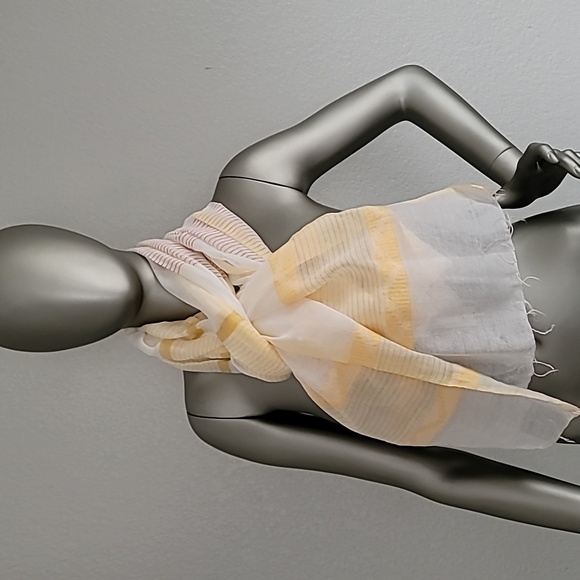 Eileen Fisher Handloomed Ethiopian Cotton Jacquard Cantaloupe Scarf $118 - Picture 1 of 8